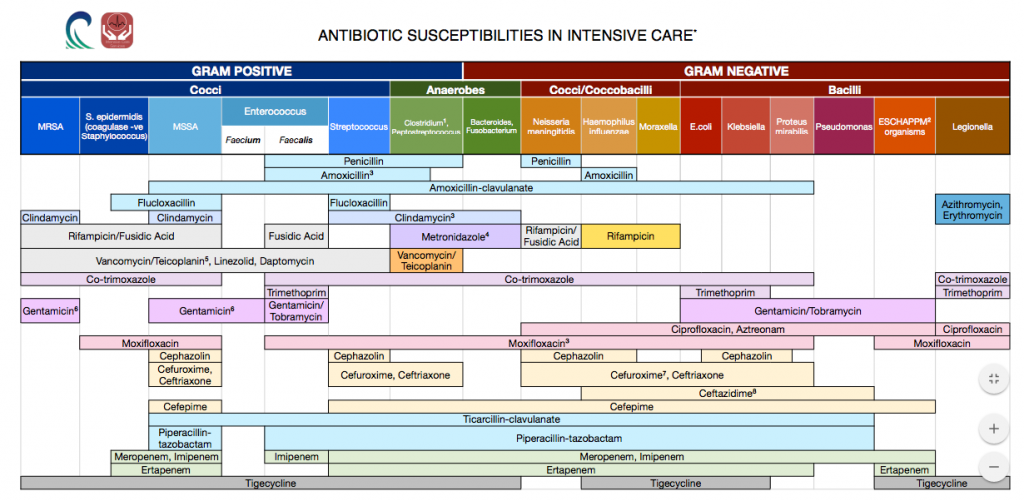 Antibiotic spectrum chart