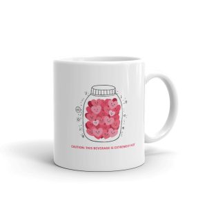 Hot beverage mug with lovely hearts